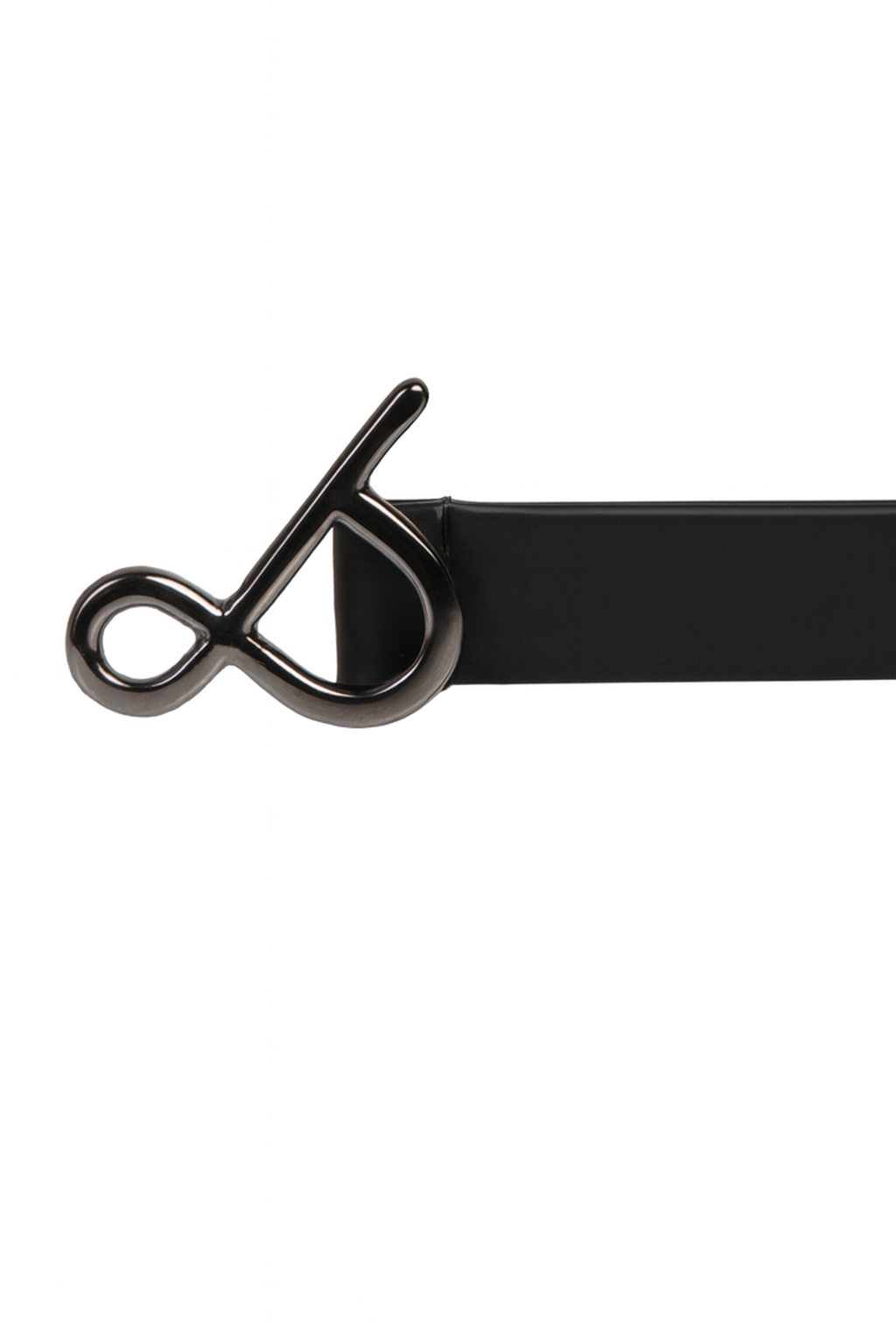 BLACK LEATHER BELT (BLACK METALLIC LOGO)