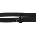 BLACK LEATHER BELT (BLACK METALLIC LOGO)