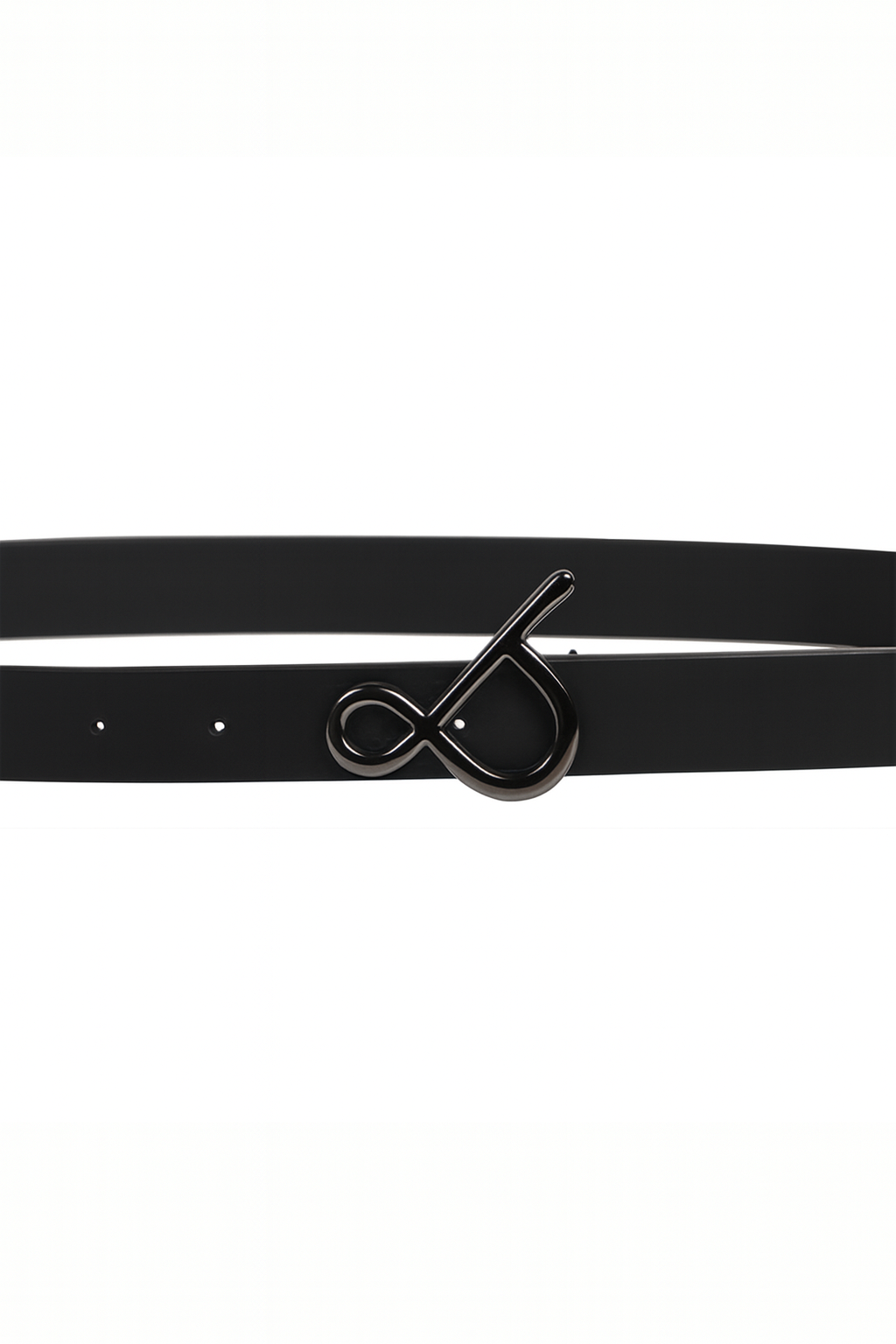 BLACK LEATHER BELT (BLACK METALLIC LOGO)