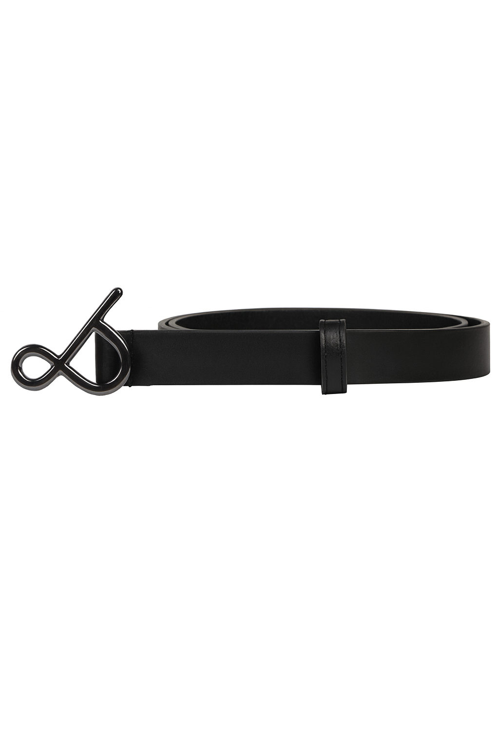 BLACK LEATHER BELT (BLACK METALLIC LOGO)