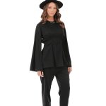 PLEATED BLOUSE WITH FLARED SLEEVES BLACK