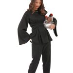 PLEATED BLOUSE WITH FLARED SLEEVES BLACK