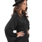 PLEATED BLOUSE WITH FLARED SLEEVES BLACK