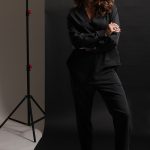 ASYMMETRIC V-NECK BLOUSE BLACK