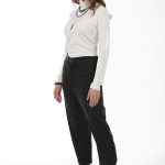 ELASTICATED WAIST TROUSERS WITH BACK POCKET BLACK