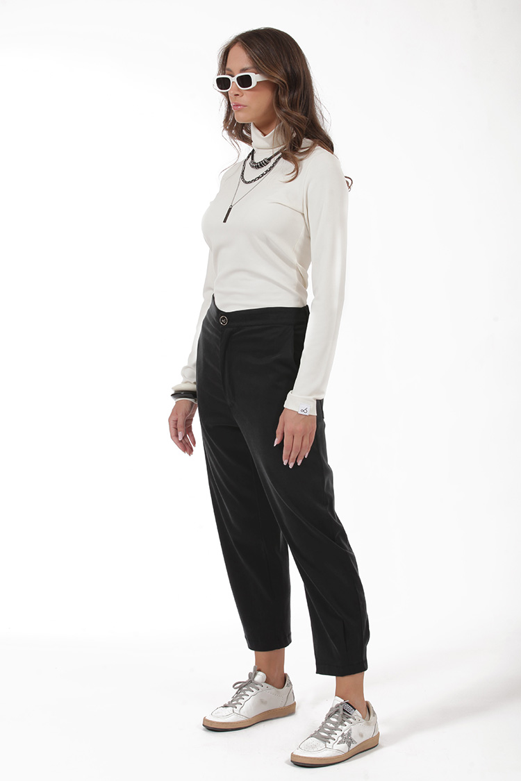 ELASTICATED WAIST TROUSERS WITH BACK POCKET BLACK