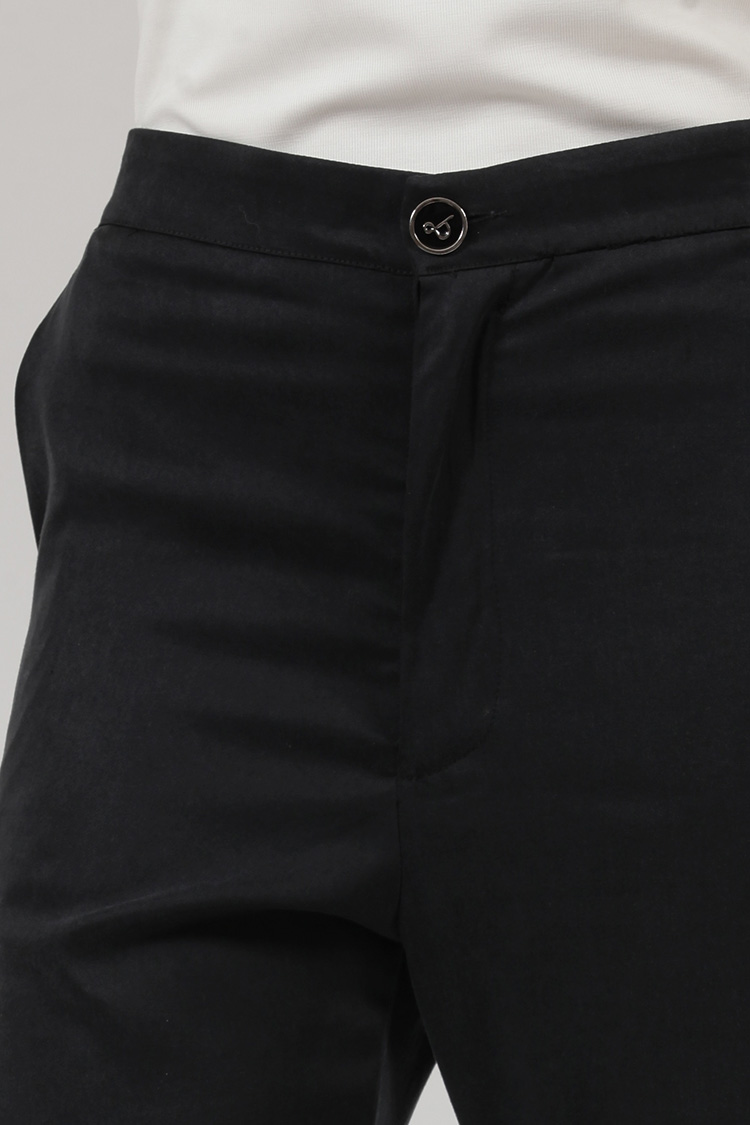 ELASTICATED WAIST TROUSERS WITH BACK POCKET BLACK