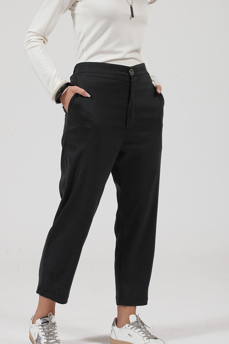ELASTICATED WAIST TROUSERS WITH BACK POCKET BLACK