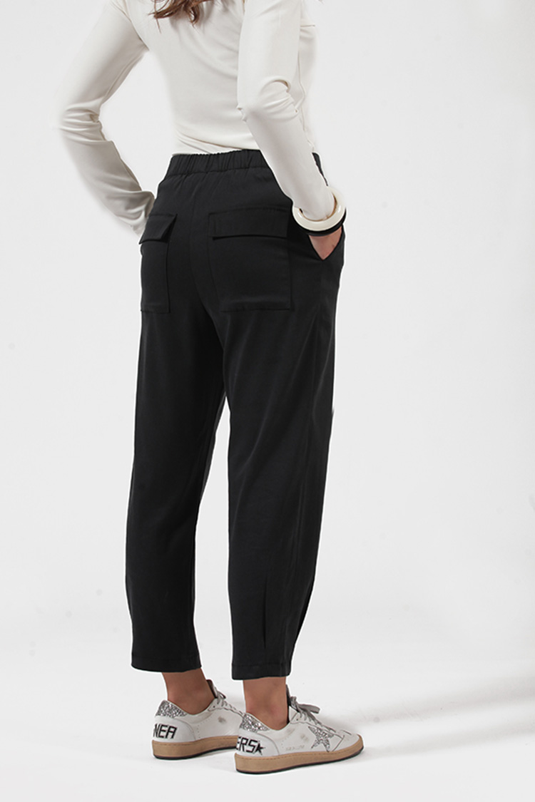 ELASTICATED WAIST TROUSERS WITH BACK POCKET BLACK