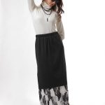 PRINTED SKIRT WITH DOUBLE-LAYERED FABRIC