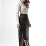 PRINTED SKIRT WITH DOUBLE-LAYERED FABRIC