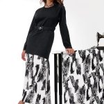 LONG PRINTED DRESS WITH DOUBLE-LAYERED FABRIC AND BELT