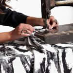 LONG PRINTED DRESS WITH DOUBLE-LAYERED FABRIC AND BELT