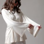 PLEATED BLOUSE WITH FLARED SLEEVES WHITE