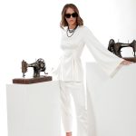 PLEATED BLOUSE WITH FLARED SLEEVES WHITE