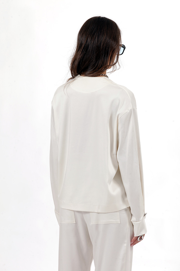 ASYMMETRIC V-NECK BLOUSE WHITE
