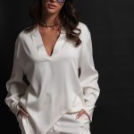 ASYMMETRIC V-NECK BLOUSE WHITE