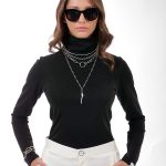STRETCH TURTLENECK TOP BLACK