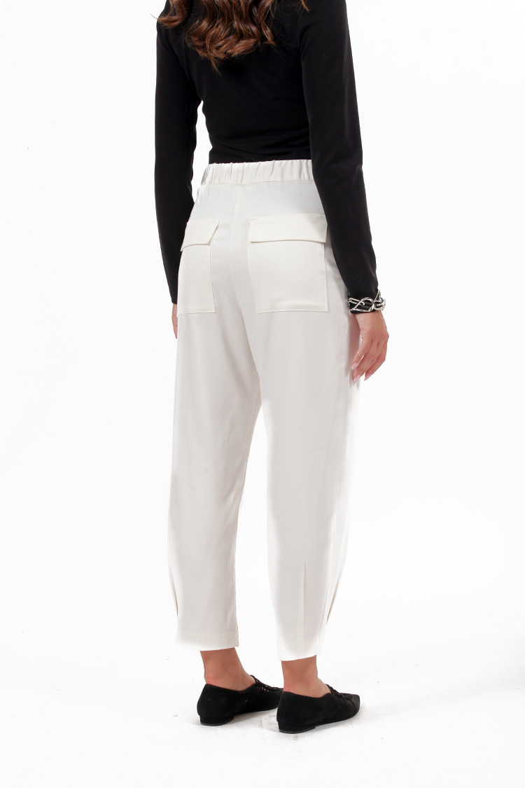 ELASTICATED WAIST TROUSERS WITH BACK POCKET WHITE