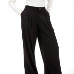 WIDE-LEG TROUSERS WITH ELASTICATED WAIST AND LOGO BUTTONCAMEL