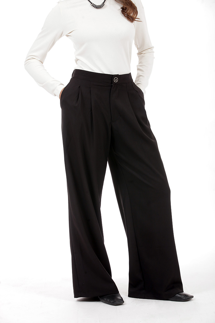 WIDE-LEG TROUSERS WITH ELASTICATED WAIST AND LOGO BUTTONCAMEL