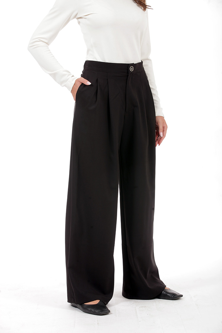 WIDE-LEG TROUSERS WITH ELASTICATED WAIST AND LOGO BUTTONCAMEL