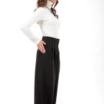 WIDE-LEG TROUSERS WITH ELASTICATED WAIST AND LOGO BUTTONCAMEL