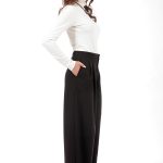 WIDE-LEG TROUSERS WITH ELASTICATED WAIST AND LOGO BUTTONCAMEL