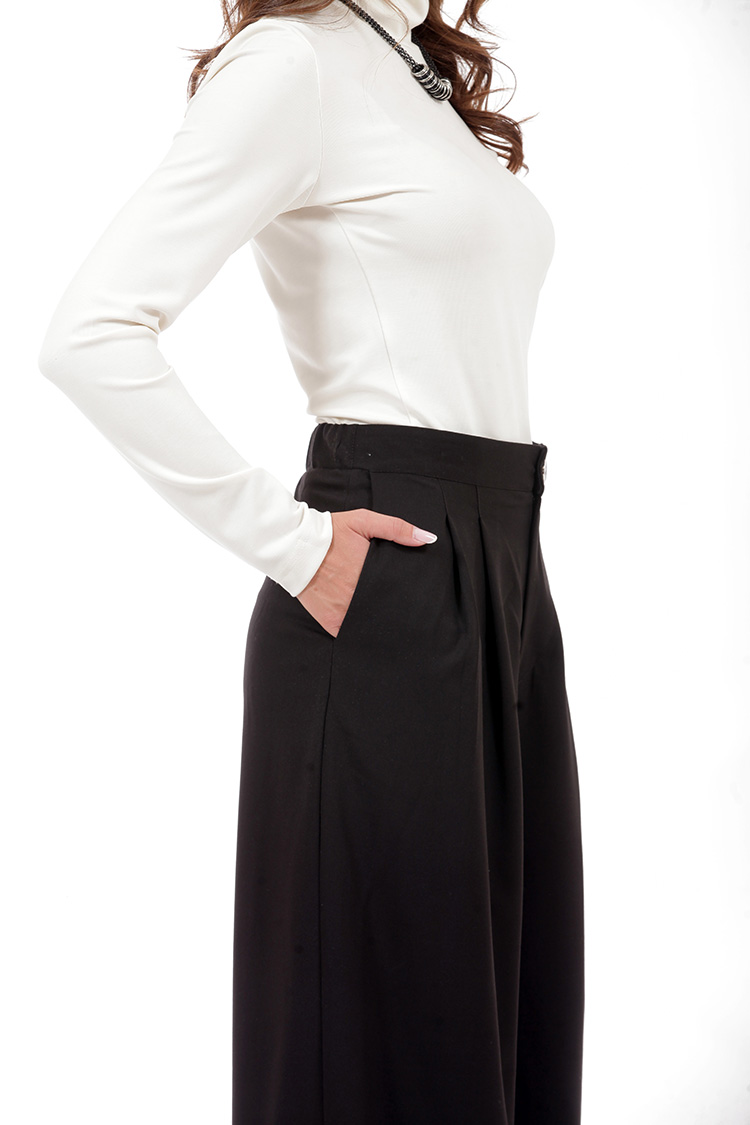 WIDE-LEG TROUSERS WITH ELASTICATED WAIST AND LOGO BUTTONCAMEL