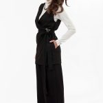 WRAP FRONT WAISTCOAT WITH LOGO PIN BLACK