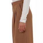 WIDE-LEG TROUSERS WITH ELASTICATED WAIST AND LOGO BUTTON CAMEL