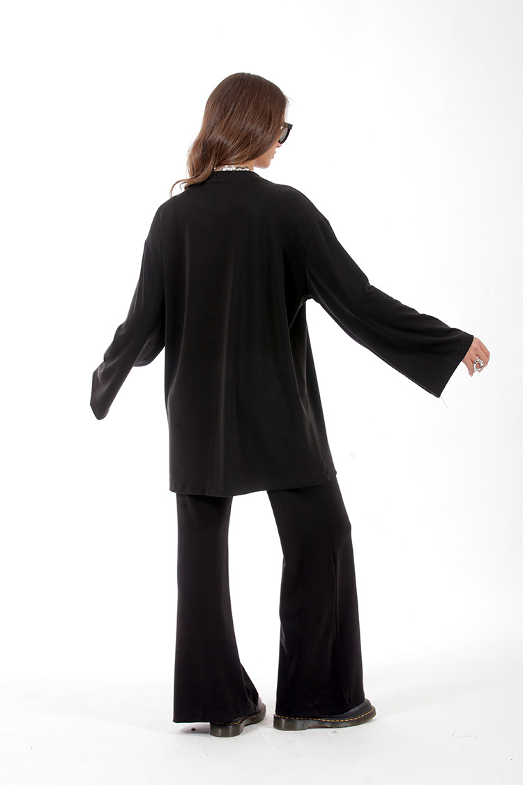LONGLINE CARDIGAN WITH LOGO BUTTON