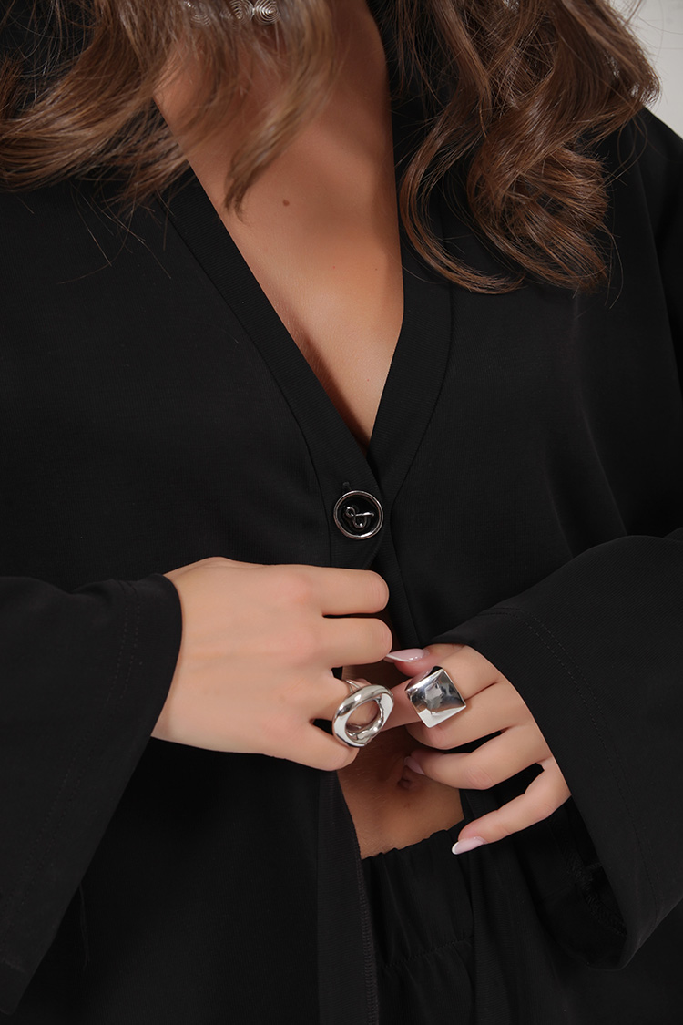 LONGLINE CARDIGAN WITH LOGO BUTTON