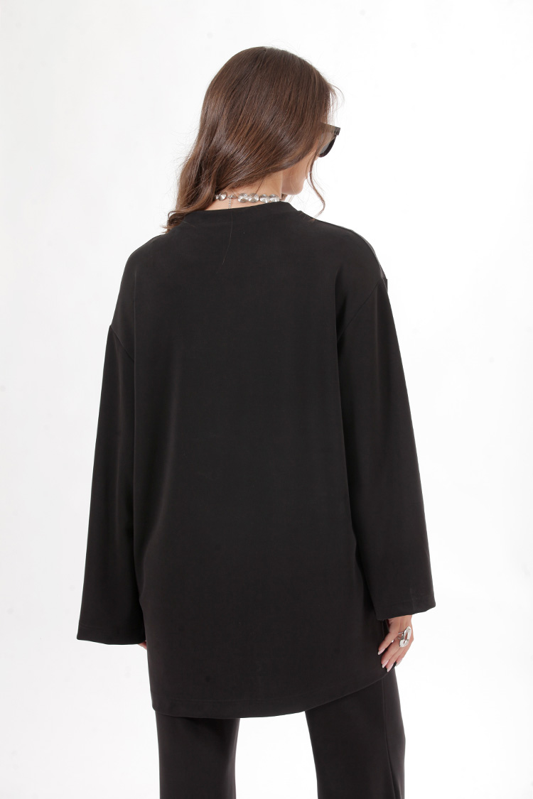 LONGLINE CARDIGAN WITH LOGO BUTTON