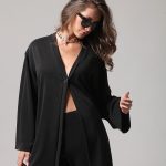 LONGLINE CARDIGAN WITH LOGO BUTTON