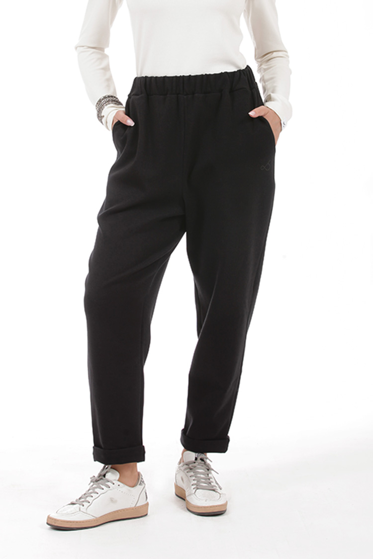 UNISEX BAGGY TROUSERS WITH ELASTICATED WAIST BLACK