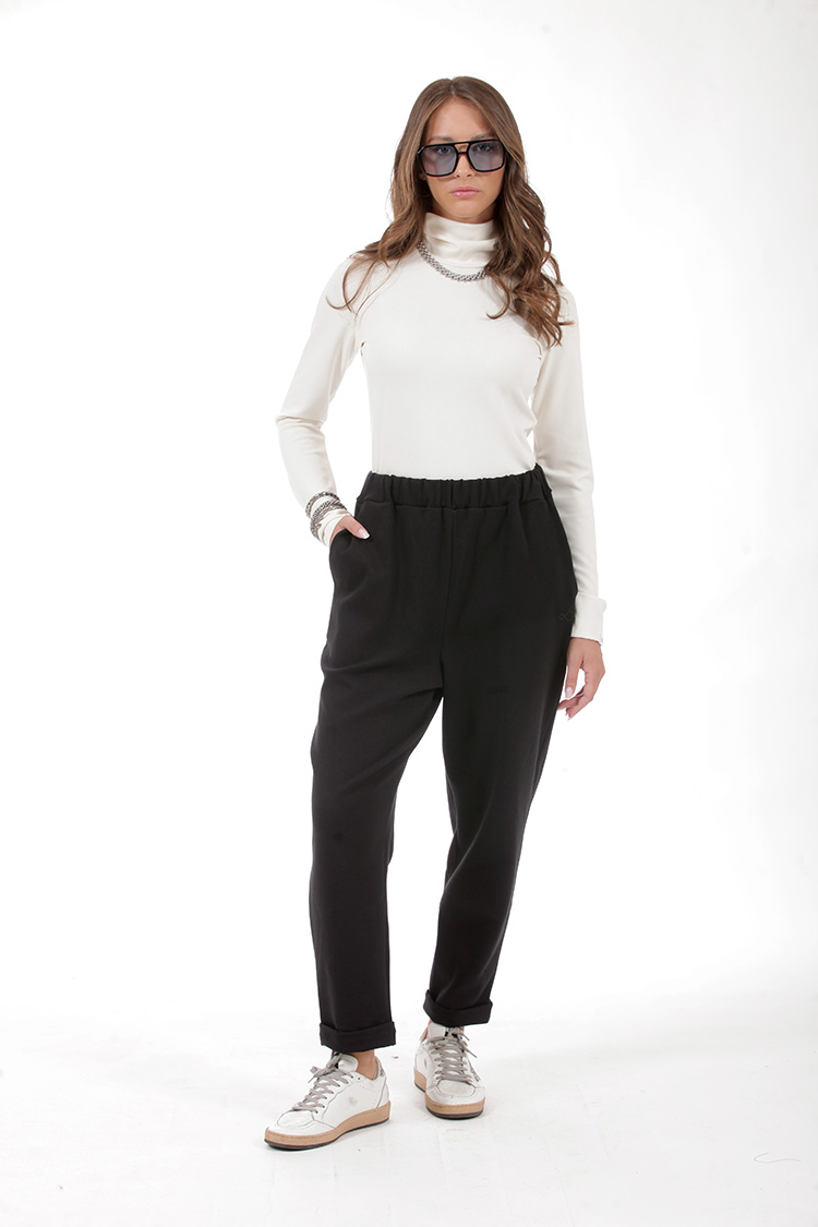 UNISEX BAGGY TROUSERS WITH ELASTICATED WAIST BLACK