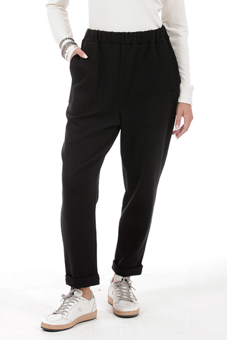 UNISEX BAGGY TROUSERS WITH ELASTICATED WAIST BLACK