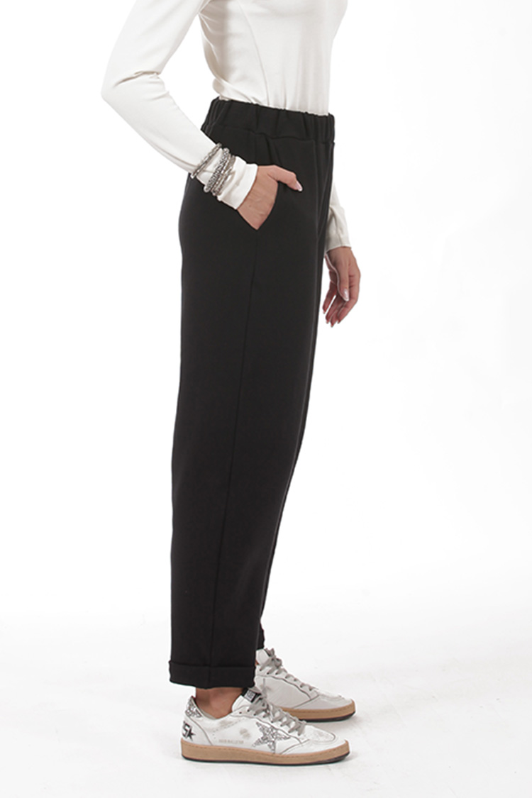 UNISEX BAGGY TROUSERS WITH ELASTICATED WAIST BLACK