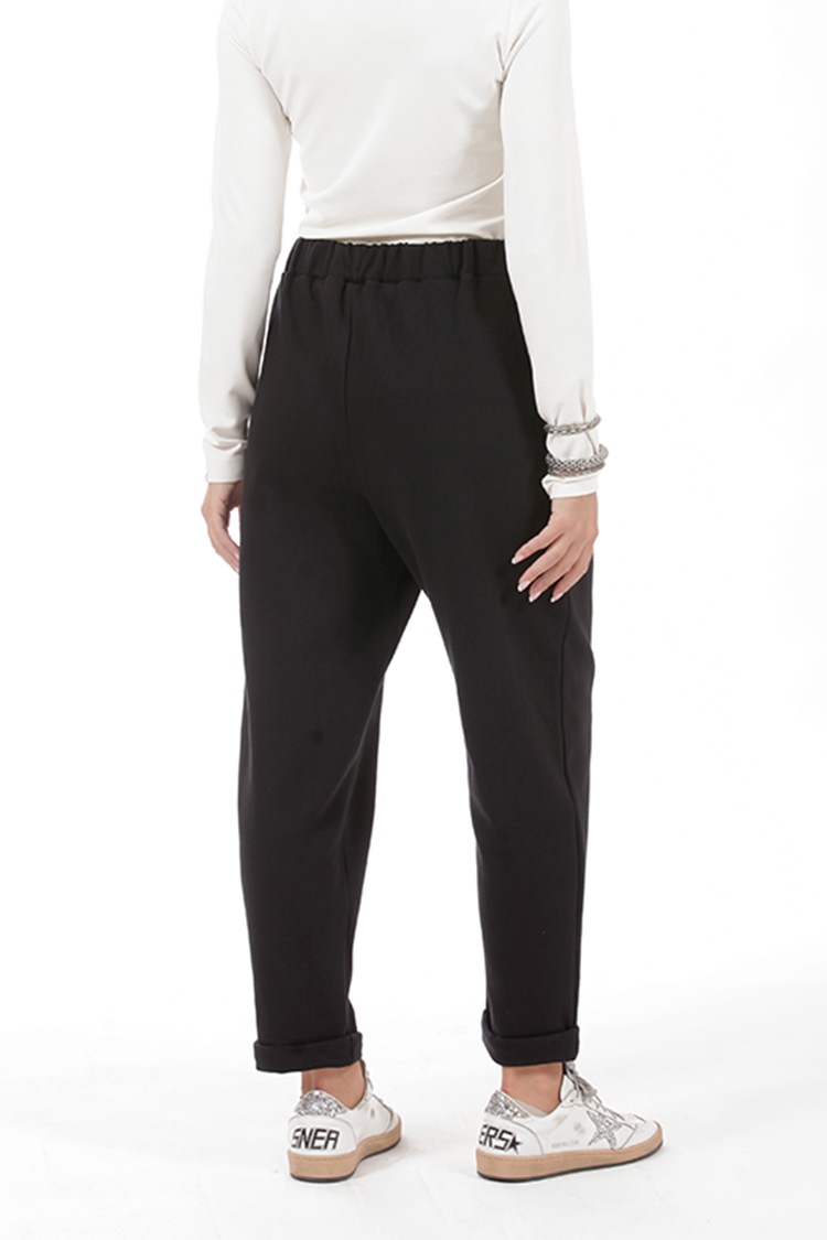 UNISEX BAGGY TROUSERS WITH ELASTICATED WAIST BLACK