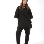 UNISEX BAGGY TROUSERS WITH ELASTICATED WAIST BLACK