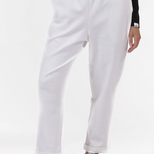 UNISEX BAGGY TROUSERS WITH ELASTICATED WAIST WHITE
