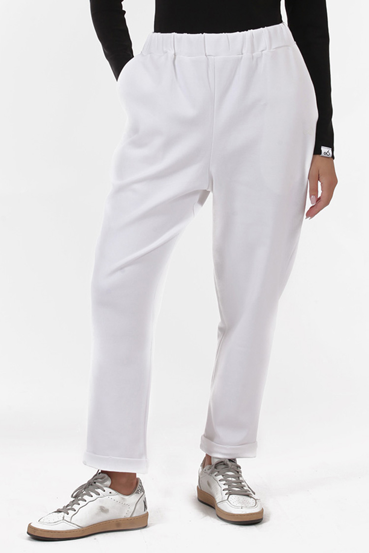 UNISEX BAGGY TROUSERS WITH ELASTICATED WAIST WHITE