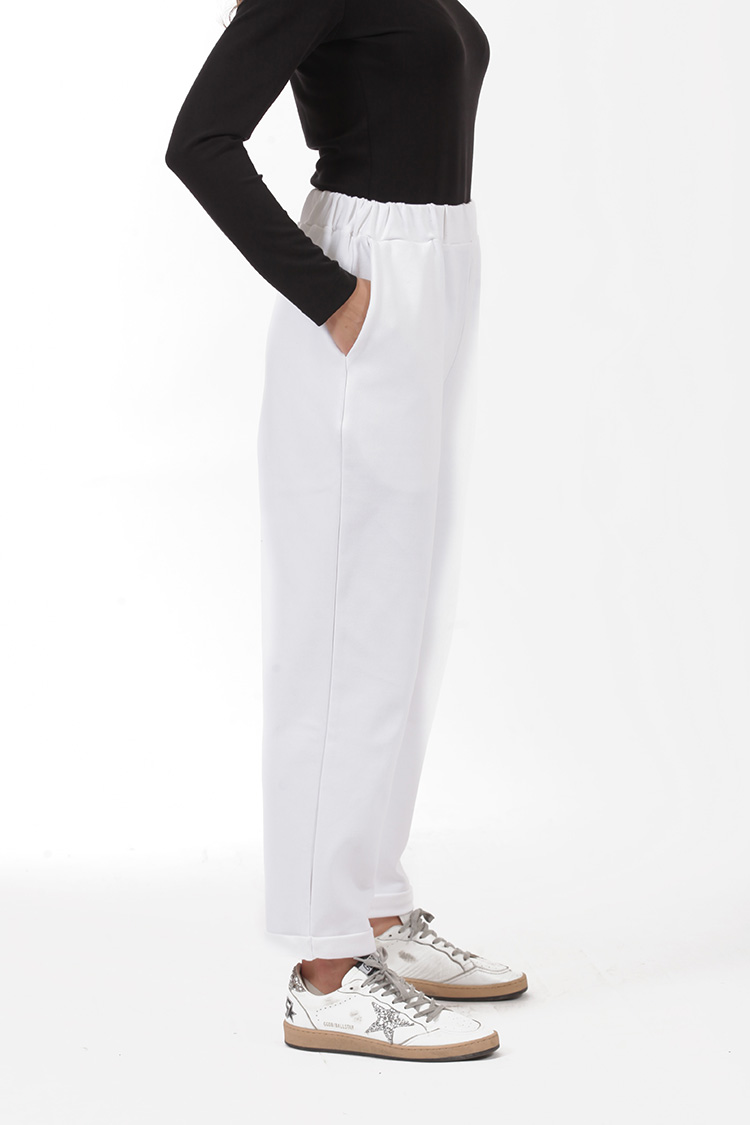 UNISEX BAGGY TROUSERS WITH ELASTICATED WAIST WHITE