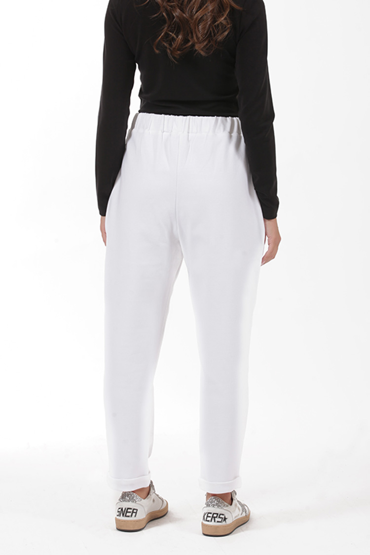 UNISEX BAGGY TROUSERS WITH ELASTICATED WAIST WHITE