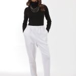 UNISEX BAGGY TROUSERS WITH ELASTICATED WAIST WHITE