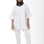 UNISEX LOGO TOP WITH FRONT POCKET WHITE