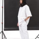 UNISEX BAGGY TROUSERS WITH ELASTICATED WAIST WHITE