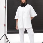 UNISEX LOGO TOP WITH FRONT POCKET WHITE