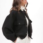 BOMBER JACKET WITH LARGE POCKETS AND LOGO BUTTONS BLACK